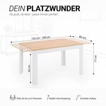 Table à Manager Table Extensible 135x86 cm Blanc