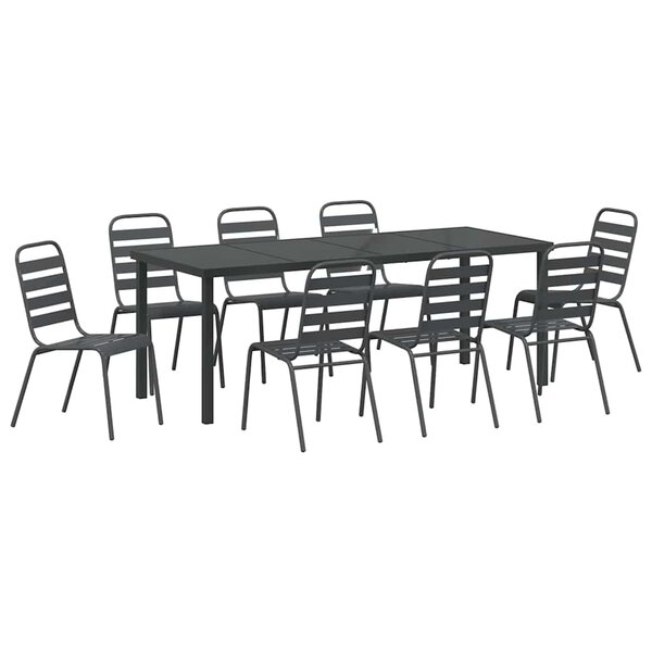 vidaXL Ensemble de salle à manger pour jardin 9 Pièces Anthracite