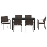 vidaXL Set de salle à manger de jardin 7 pièces avec coussins en poly rattan marron