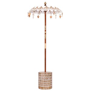 vidaXL Parasol balinais 260 Crème 95-100 cm Coton et bois massif