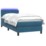 vidaXL Sommier à lattes de lit et matelas et LED bleu foncé 80x220 cm velours