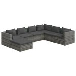 vidaXL Salon de jardin 7 Pièces avec coussins Résine tressée Gris