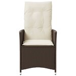 vidaXL Chaise inclinable de jardin avec coussins marron résine tressée