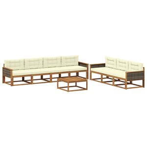 vidaXL Ensemble de canapés d'extérieur 8 Pièces Naturel et Crème