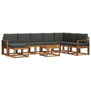 vidaXL Ensemble de canapés d'extérieur 9 pc Naturel et Anthracite