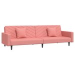 vidaXL Canapé-lit à 2 places avec deux oreillers Rose Velours