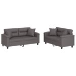 vidaXL Ensemble de canapés 2 Pièces avec coussins gris similicuir