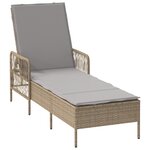 vidaXL Chaise longue Beige et gris clair Rattan PE 157 x 55 x 92 cm