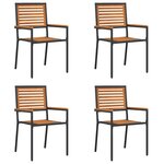 vidaXL Chaises empilables de jardin 4 Pièces Marron et Noir