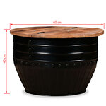 vidaXL Table basse Bois de récupération massif Forme de baril Noir