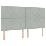 vidaXL Tête de lit Montage mural Géométrique Gris clair 180 cm Velours