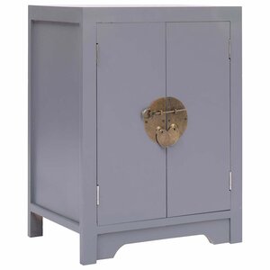 vidaXL Table de chevet Gris 38x28x52 cm Bois de Paulownia