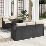 vidaXL Ensemble de canapé de jardin 6 Pièces Noir Poly rotin