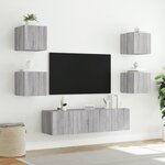 vidaXL Unités murales TV avec LED 6 Pièces gris sonoma bois d'ingénierie