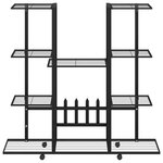 vidaXL Jardinière avec roues 94 5x24 5x91 5 cm Noir Fer