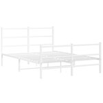 vidaXL Cadre de lit métal avec tête de lit/pied de lit blanc 135x190cm