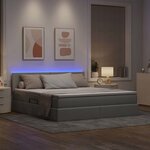 vidaXL Lit avec rangement et LED Gris clair 180 x 200 cm Polyester