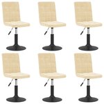 vidaXL Chaises pivotantes à manger lot de 6 crème velours
