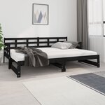 vidaXL Lit coulissant sans matelas noir 2x(80x200)cm