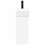 vidaXL Meuble de salle de bain avec robinet Blanc 45 5 x 22 5 x 84 cm