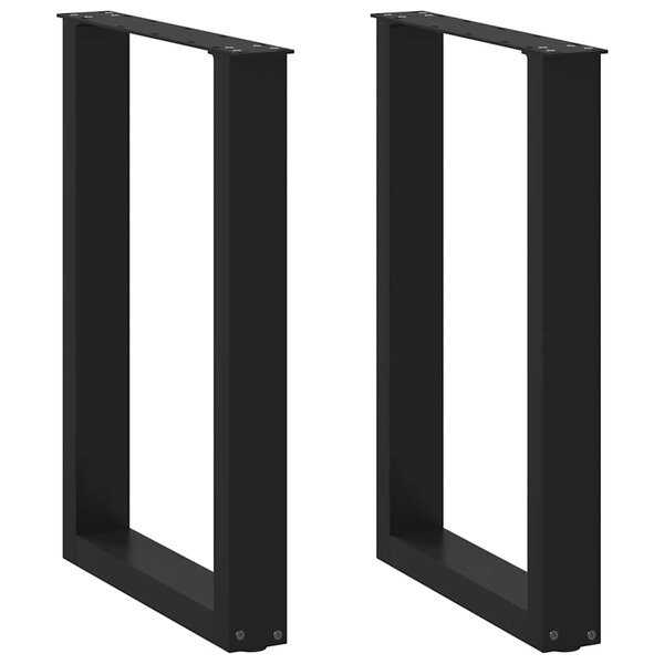 vidaXL Pieds de table à manger en U 2 pièces Noir 50 x (72-73) cm Acier