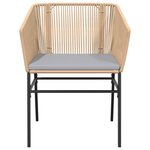 vidaXL Ensemble à manger jardin coussins 3Pièces marron poly rotin verre