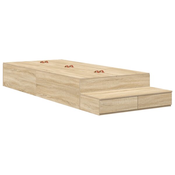 vidaXL Cadre de lit de rangement en chêne Sonoma 75x190 cm