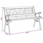 vidaXL Banc de jardin avec dossier à motifs de rose  116 cm en bois.