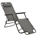 vidaXL Chaises longues pliables 2 Pièces avec repose-pied Acier Gris