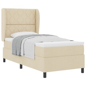 vidaXL Lit à ressorts avec matelas Crème 100 x 200 cm tissu