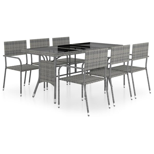 vidaXL Ensemble à Manger de jardin 7Pièces Résine tressée Anthracite gris