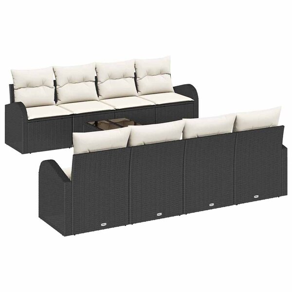 vidaXL Ensemble de canapé de jardin avec coussin 9 Pièces Noir et Crème