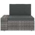 vidaXL Salon de jardin 9 Pièces avec coussins Gris Résine tressée