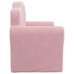 vidaXL Canapé-lit pour enfants 2 places rose peluche douce