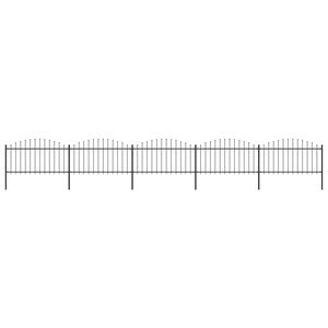 vidaXL Clôture de jardin à dessus en lance Acier (1 25-1 5)x8 5 m Noir