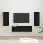 vidaXL Ensemble meuble TV Montage mural 2 Pièces Noir Bois d'ingénierie
