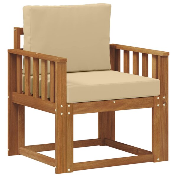 vidaXL Canapé d’extérieur Bois d'acacia massif et polyester Naturel