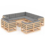vidaXL Salon de jardin 12 Pièces avec coussins Bois de pin massif