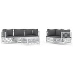 Salon de jardin meuble d'extérieur ensemble de mobilier avec coussins 6 pièces blanc acier 02_0018317