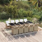 vidaXL Ensemble à dîner de jardin coussins 11 Pièces Résine tressée Beige
