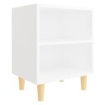 vidaXL Tables de chevet avec pieds en bois 2 Pièces Blanc 40x30x50 cm