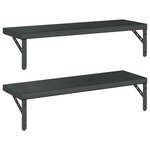 vidaXL Étagères murales 2 Pièces 75x23 5 cm noir acier inoxydable