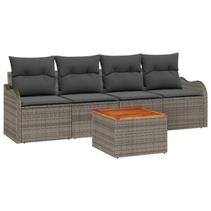 vidaXL Ensemble de canapé de jardin avec coussin 5 Pièces Gris