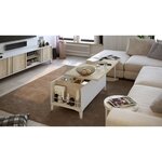 Table basse avec plateau relevable - Blanc/Chene - L 100 x P 50/72 x H 42/55 cm - EVAN