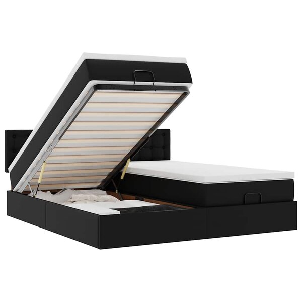 VidaXL Cadre de lit ottoman avec matelas noir 200x200 cm similicuir