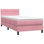 vidaXL Sommier à lattes de lit avec matelas et LED rose 90x220 cm velours