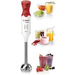 Bosch mixeur plongeant - 450 watt - pied mixeur inox - 4 lames aiguisées - 2 vitesses - bol gradué 600 ml - blanc/rouge