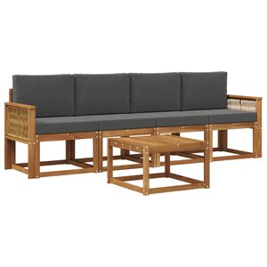 vidaXL Ensemble de canapés d'extérieur 5 Pièces Naturel et Anthracite