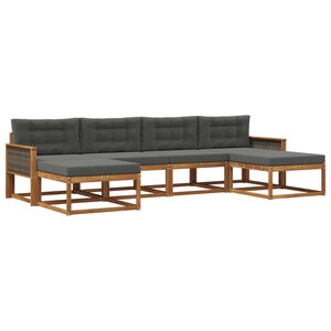 vidaXL Ensemble de canapés d'extérieur 6 pc Naturel et Anthracite