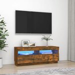 vidaXL Meuble TV avec lumières LED chêne fumé 100x35x40 cm